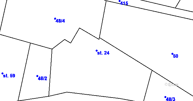 Parcela st. 24 v KÚ Chacholice, Katastrální mapa