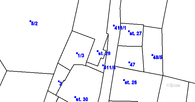Parcela st. 29 v KÚ Chacholice, Katastrální mapa