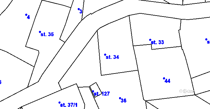 Parcela st. 34 v KÚ Chacholice, Katastrální mapa