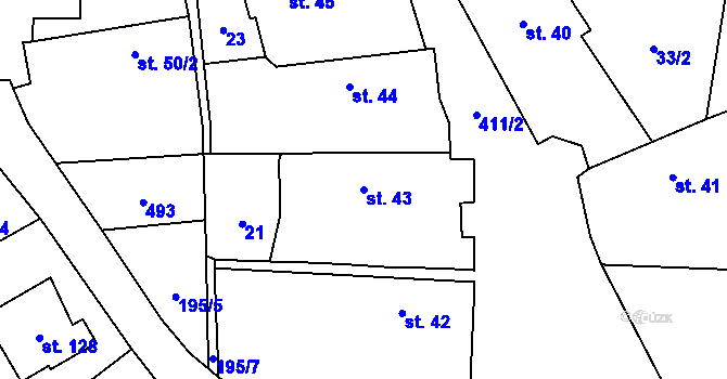 Parcela st. 43 v KÚ Chacholice, Katastrální mapa