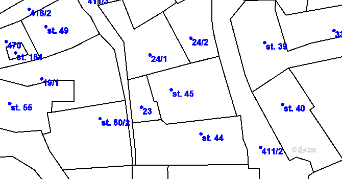 Parcela st. 45 v KÚ Chacholice, Katastrální mapa