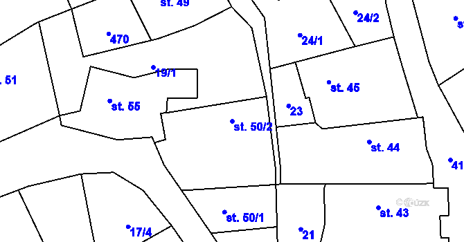 Parcela st. 50/2 v KÚ Chacholice, Katastrální mapa