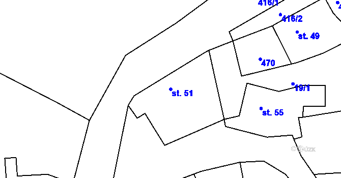 Parcela st. 51 v KÚ Chacholice, Katastrální mapa