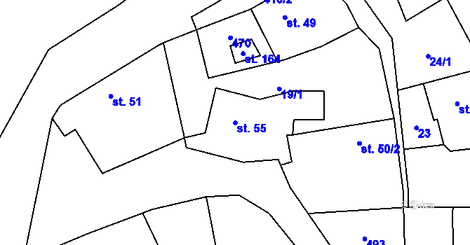 Parcela st. 55 v KÚ Chacholice, Katastrální mapa