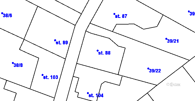 Parcela st. 88 v KÚ Chacholice, Katastrální mapa