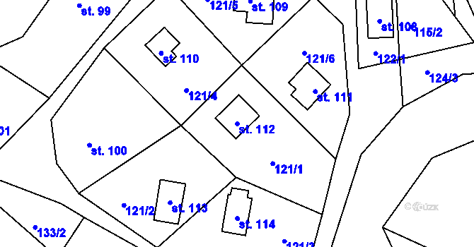 Parcela st. 112 v KÚ Chacholice, Katastrální mapa