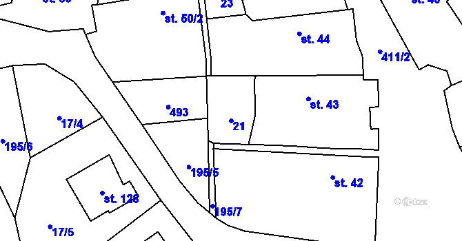 Parcela st. 21 v KÚ Chacholice, Katastrální mapa