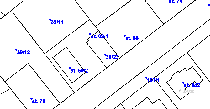 Parcela st. 39/23 v KÚ Chacholice, Katastrální mapa