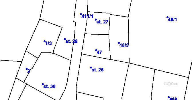 Parcela st. 47 v KÚ Chacholice, Katastrální mapa