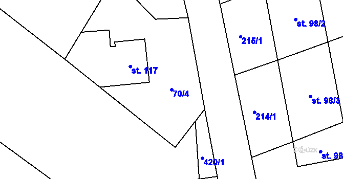 Parcela st. 70/4 v KÚ Chacholice, Katastrální mapa