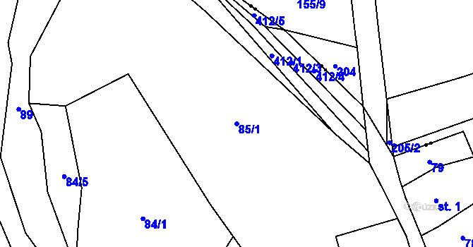 Parcela st. 85/1 v KÚ Chacholice, Katastrální mapa