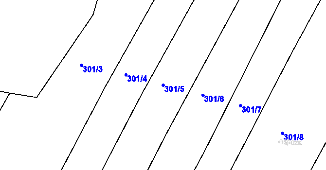 Parcela st. 301/5 v KÚ Chacholice, Katastrální mapa