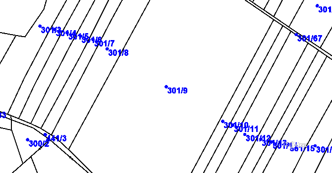 Parcela st. 301/9 v KÚ Chacholice, Katastrální mapa