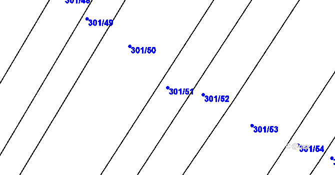 Parcela st. 301/51 v KÚ Chacholice, Katastrální mapa
