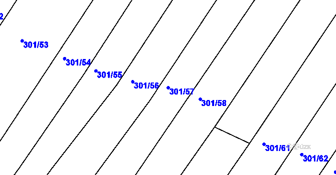 Parcela st. 301/57 v KÚ Chacholice, Katastrální mapa