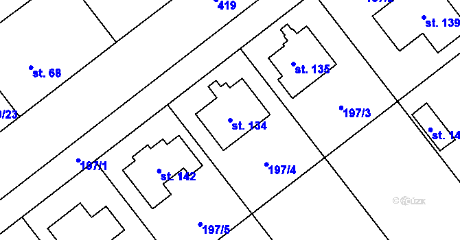 Parcela st. 134 v KÚ Chacholice, Katastrální mapa