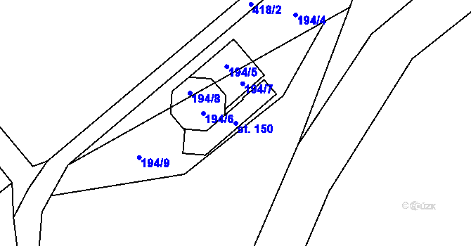 Parcela st. 150 v KÚ Chacholice, Katastrální mapa