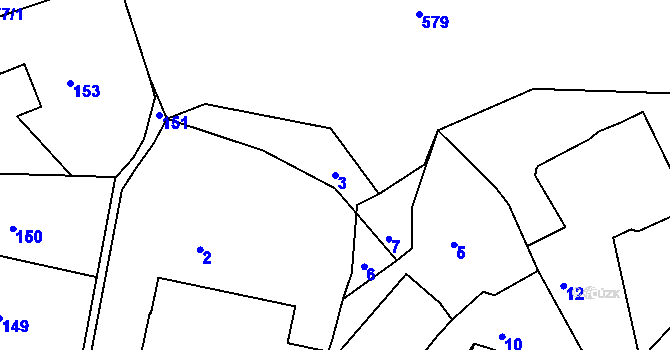 Parcela st. 3 v KÚ Chaloupky, Katastrální mapa