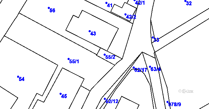 Parcela st. 55/2 v KÚ Chaloupky, Katastrální mapa