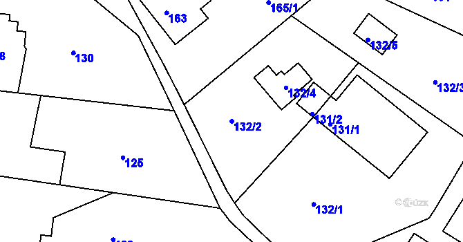 Parcela st. 132/2 v KÚ Chaloupky, Katastrální mapa