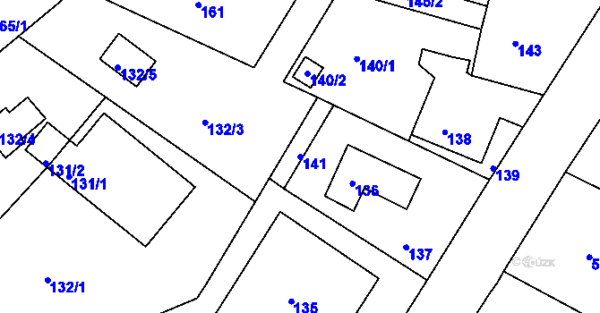 Parcela st. 141 v KÚ Chaloupky, Katastrální mapa
