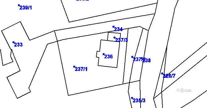 Parcela st. 236 v KÚ Chaloupky, Katastrální mapa