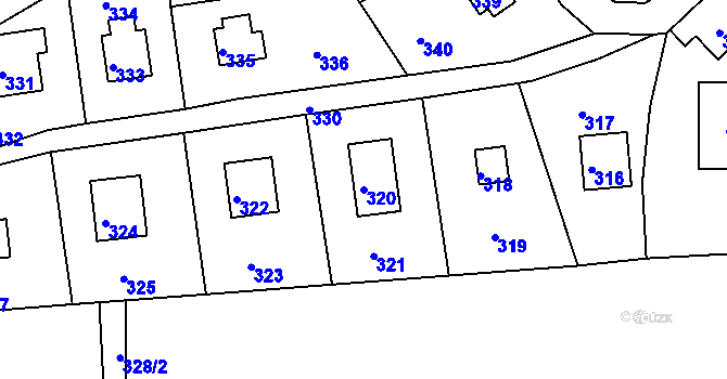 Parcela st. 320 v KÚ Chaloupky, Katastrální mapa