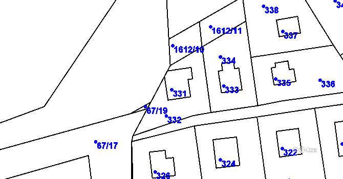 Parcela st. 331 v KÚ Chaloupky, Katastrální mapa