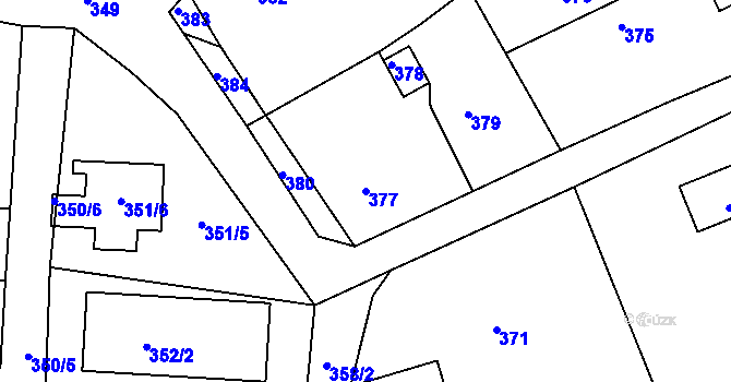 Parcela st. 377 v KÚ Chaloupky, Katastrální mapa