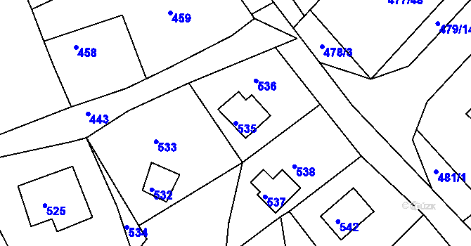 Parcela st. 535 v KÚ Chaloupky, Katastrální mapa