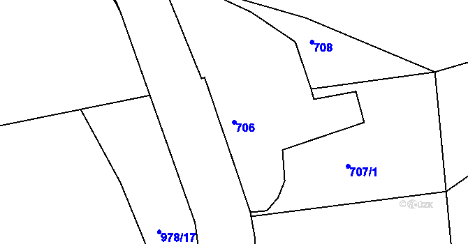 Parcela st. 706 v KÚ Chaloupky, Katastrální mapa