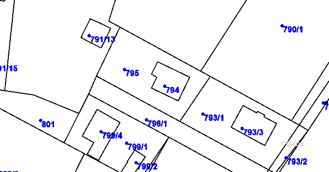 Parcela st. 794 v KÚ Chaloupky, Katastrální mapa