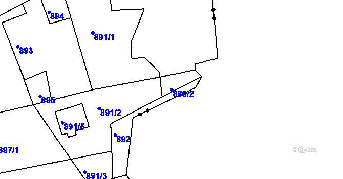 Parcela st. 889/2 v KÚ Chaloupky, Katastrální mapa