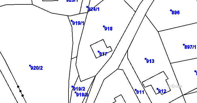 Parcela st. 917 v KÚ Chaloupky, Katastrální mapa