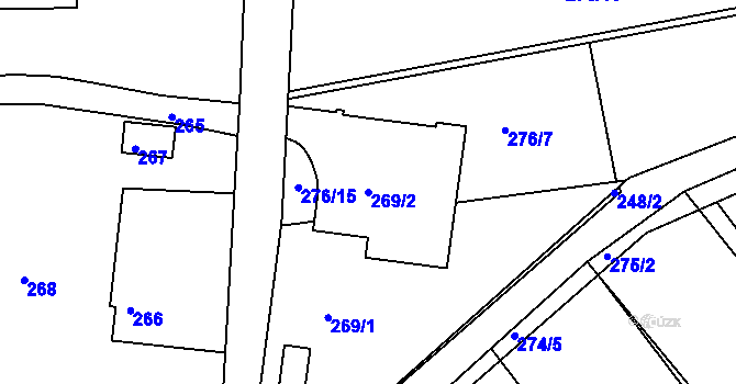 Parcela st. 269/2 v KÚ Chaloupky, Katastrální mapa