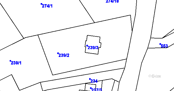 Parcela st. 239/3 v KÚ Chaloupky, Katastrální mapa