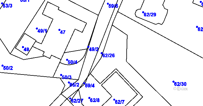 Parcela st. 62/26 v KÚ Chaloupky, Katastrální mapa