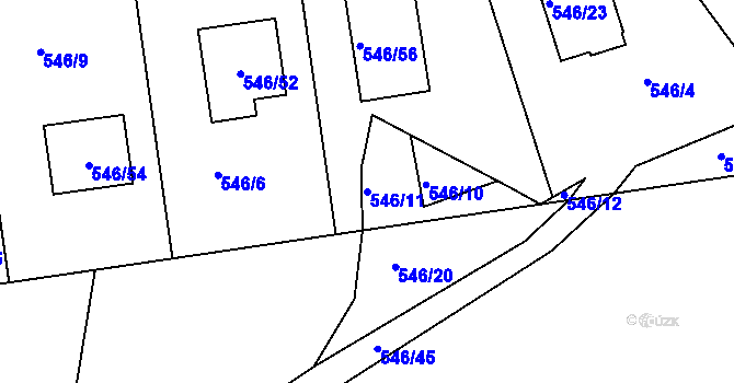 Parcela st. 546/11 v KÚ Chaloupky, Katastrální mapa