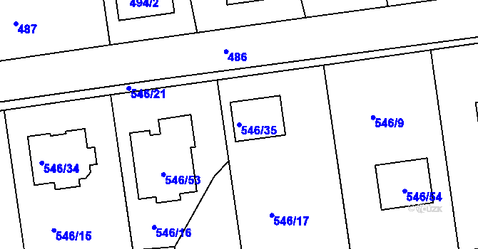 Parcela st. 546/35 v KÚ Chaloupky, Katastrální mapa