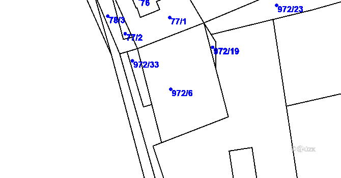 Parcela st. 972/6 v KÚ Chaloupky, Katastrální mapa