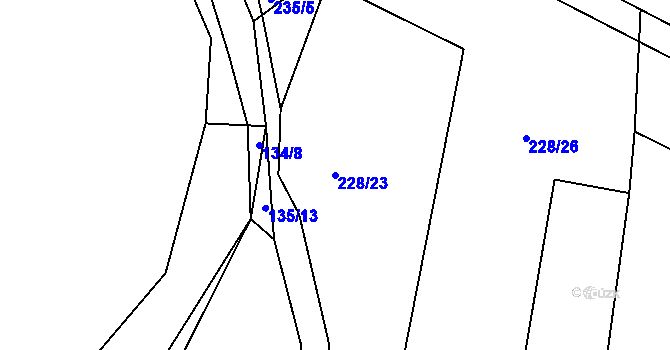 Parcela st. 228/23 v KÚ Chaloupky, Katastrální mapa