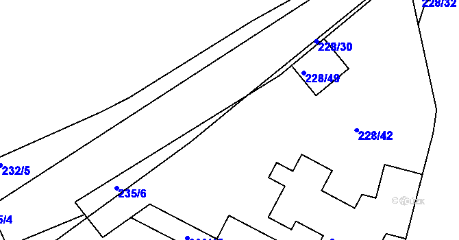 Parcela st. 228/25 v KÚ Chaloupky, Katastrální mapa