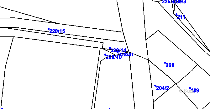 Parcela st. 228/40 v KÚ Chaloupky, Katastrální mapa