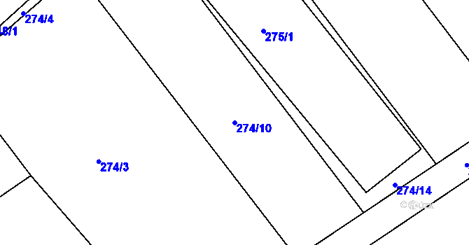 Parcela st. 274/10 v KÚ Chaloupky, Katastrální mapa