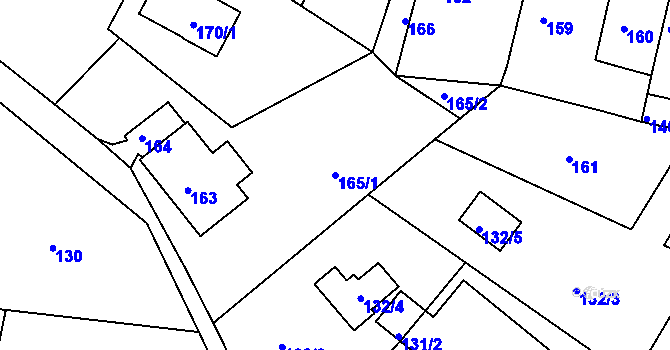 Parcela st. 165/1 v KÚ Chaloupky, Katastrální mapa