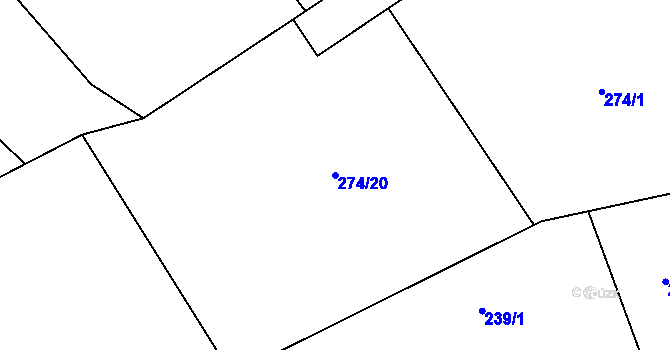 Parcela st. 274/20 v KÚ Chaloupky, Katastrální mapa