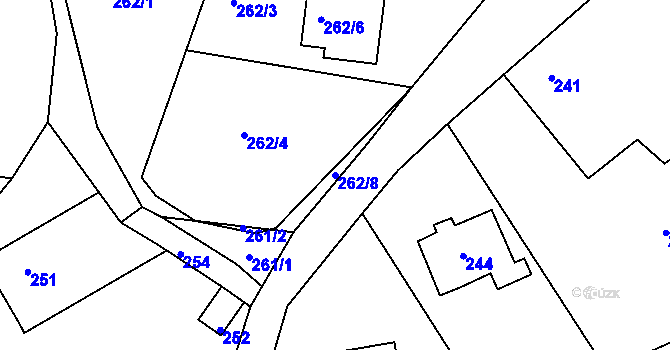 Parcela st. 262/8 v KÚ Chaloupky, Katastrální mapa