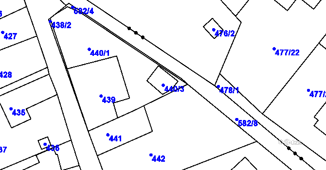 Parcela st. 440/3 v KÚ Chaloupky, Katastrální mapa