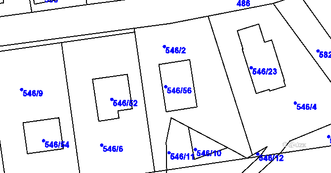 Parcela st. 546/56 v KÚ Chaloupky, Katastrální mapa
