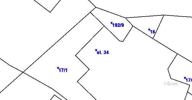 Parcela st. 34 v KÚ Dobrotice u Chanovic, Katastrální mapa